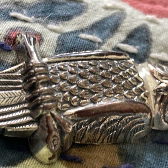 Vintage Owl Brooch 925 Cast Sterling Silver Patinated Bird Pin Signed Beau STER - Picture 10 of 10